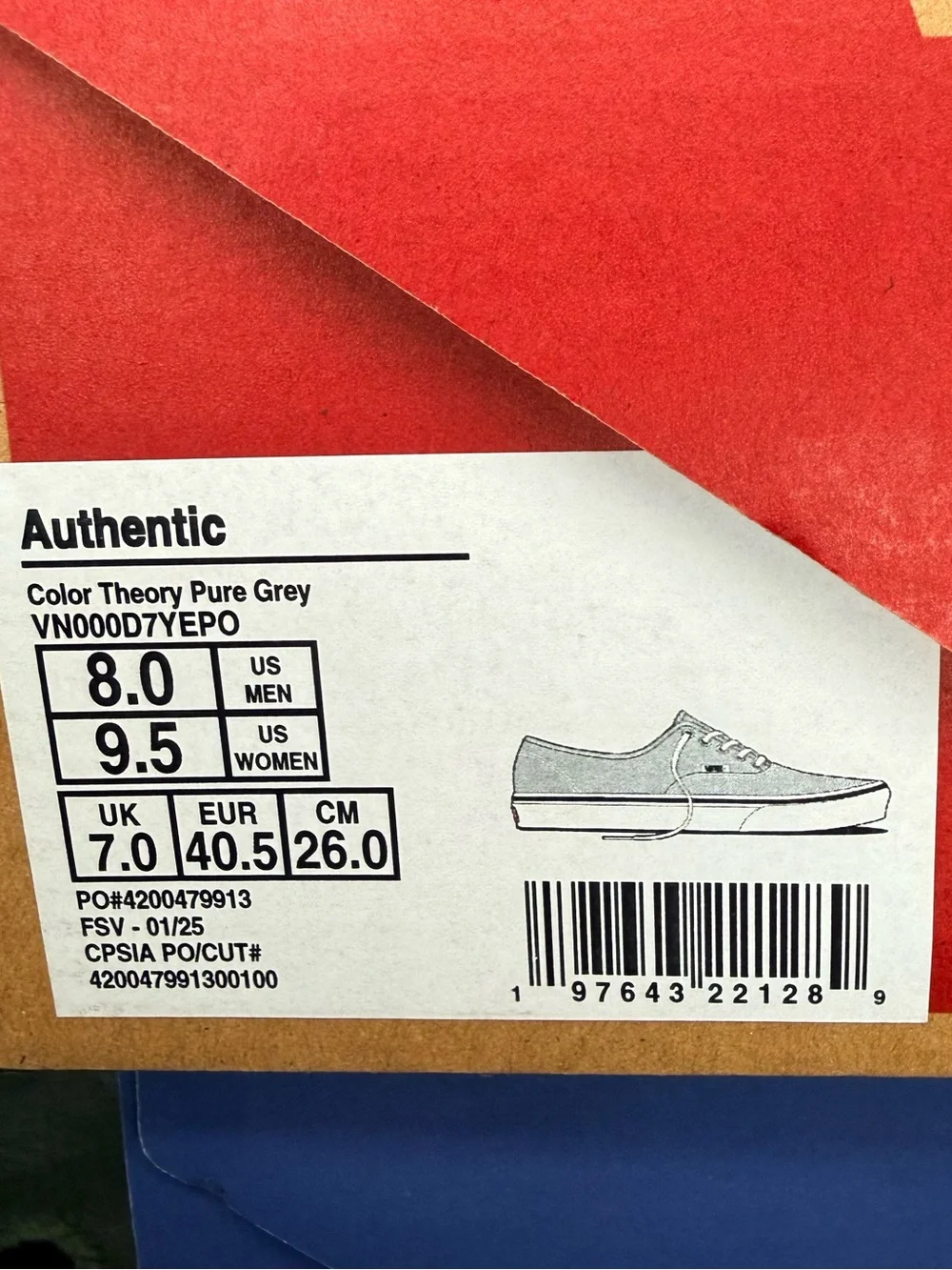 BRAND NEW Vans Men's Color Theory Authentic Low-Top in Pure Gray Men 8/Women 9.5